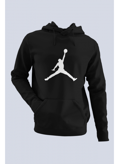 Air Jordan 02 Siyah NBA Erkek Kapşonlu Sweatshirt - Hoodie